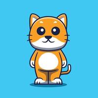 Cute Cat Mascot Cartoon Illustration. Isolated animal character. vector