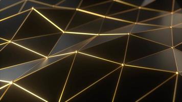 Dark Polygonal Shape with Gold Lines Background video