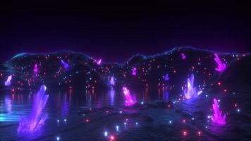 Neon Glowing Crystals and Landscape video