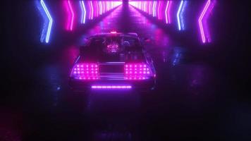 futuristische auto rijden met neon lichten video