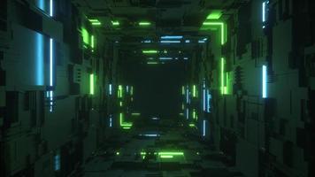 verde futurista ciencia ficción neón brillante túnel video