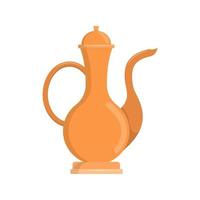 Oriental gold jug. Ancient antique vase. Vector isolated illustration.