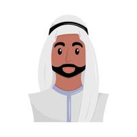 Avatar of young Arab man in national costume. Flat vector illustration isolated on white background.