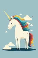 cute unicorn fun character cartoon style vector illustration