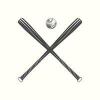 hand drawn baseball bat and ball vector illustration in black