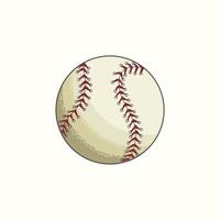 Hand drawn baseball ball sketch vector illustration in color, vintage style