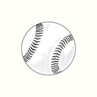 Baseball softball vector illustration in black. Detailed vintage style drawing