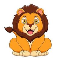 dibujos animados ilustración de un linda león sentado y sonriente vector