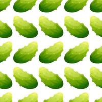 Seamless pattern with cartoon cucumber on white background, pattern with vegetables vector