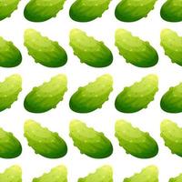 Seamless pattern with cartoon cucumber on white background, pattern with vegetables vector