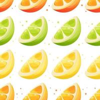 Seamless pattern with orange, lemon and lime slices, summer pattern with fruit vector