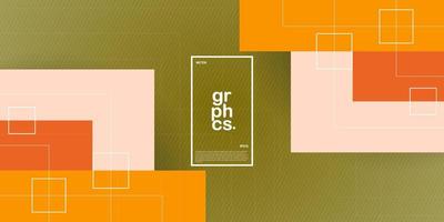 Abstract soft orange and green overlap background template vector with square papercut pattern. popular background with shadow and lights design.Eps10 vector