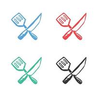 Spatula and knife icon vector icons in multiple colors