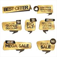 Super sale gold and white retro badges and labels collection vector