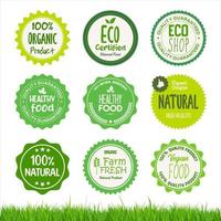 Set of healthy organic farm fresh product badges vector