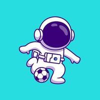 Cute Astronaut Playing Football Soccer Cartoon Vector Icon Illustration. Science Sport Icon Concept Isolated Premium Vector. Flat Cartoon Style