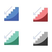 Down the ladder icon, Downfall icon, Dropdown bars graphic with the downfall arrow icon, stairs with arrow icons in multiple colors vector