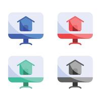 home desktop icons, Home office remote work icon with computer desktop icon, Home house work from home icon vector symbol illustration