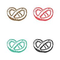 Pretzel icon, Bakery icon, Salty pretzel, Soft pretzel twisted knot bread, Salty pretzel logo vector icons in multiple colors