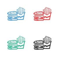 Burger, French Fries icon, Hamburger and French fries, burger and fries icons fast food vector icons in multiple colors