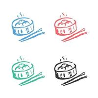 Dim Sum With Chopstick icon, dumpling logo, Chinese dumplings. Asian food icon, Hot dumplings, dimsum and chopsticks vector icons in multiple colors