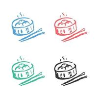 Dim Sum With Chopstick icon, dumpling logo, Chinese dumplings. Asian food icon, Hot dumplings, dimsum and chopsticks vector icons in multiple colors