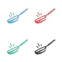 fritura pan icono, pan icono, Cocinando cacerola, pan logo vector íconos en múltiple colores