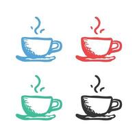 Tea cup icon, Coffee cup icon, cup of warm coffee logo, coffee vector icons in multiple colors
