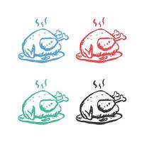Roasted chicken turkey icon, turkey roast icon, cooked chicken, Hot Chicken Turkey for Thanksgiving Day icons in multiple colors vector