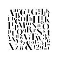 Stylish poster uppercase, lowercase letters and numbers mix vector