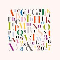 Poster with stylish uppercase, lowercase letters and numbers color mix vector