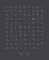 Minimalist linear icons for business drawing on black background. vector