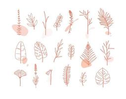 Set of different forms leaves in minimalism flat style on white background vector