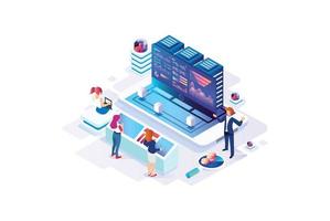Isometric Technology Data Analysis Illustration, Web Banners, Suitable for Diagrams, Infographics, Book Illustration, Game Asset, And Other Graphic Related Assets vector