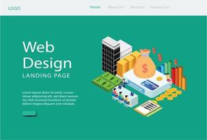 Modern Isometric Web Landing Page Online Banking Illustration, Web Banners, Suitable for Diagrams, Infographics, Book Illustration, Game Asset, And Other Graphic Related Assets vector