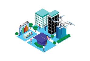 Modern Isometric Students in university campus concept with text place. Can use for web banner, infographics, hero images. Flat isometric vector illustration isolated on white background.