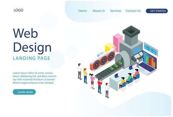 Modern Isometric Web Landing Page Data Statistics Report Illustration, Web Banners, Suitable for Diagrams, Infographics, Book Illustration, Game Asset, And Other Graphic Related Assets