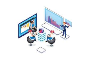 Modern Isometric Data Analysis Illustration, Web Banners, Suitable for Diagrams, Infographics, Book Illustration, Game Asset, And Other Graphic Related Assets vector