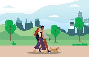 Illustration Young people doing physical activity outdoors at the park, they are running, cycling and bring the dog, healthy lifestyle Suitable for Diagrams, Infographics, And Other Graphic Asset vector