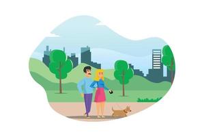 Illustration Young people doing physical activity outdoors at the park, they are running, cycling and bring the dog, healthy lifestyle Suitable for Diagrams, Infographics, And Other Graphic Asset vector