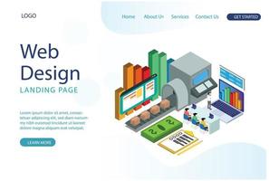 moderno web aterrizaje página isométrica inteligente bitcoin minería ilustración. adecuado para diagramas, infografía, libro ilustración, juego activo, y otro gráfico relacionado bienes vector