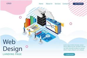 Modern Isometric Web Landing Page Data Statistics Report Illustration, Web Banners, Suitable for Diagrams, Infographics, Book Illustration, Game Asset, And Other Graphic Related Assets vector