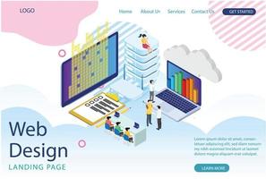Modern Isometric Web Landing Page Data Statistics Report Illustration, Web Banners, Suitable for Diagrams, Infographics, Book Illustration, Game Asset, And Other Graphic Related Assets vector