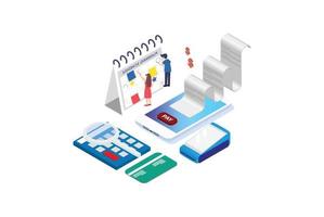 Modern Isometric Bills online payment flat isometric vector concept of mobile payment Suitable for Diagrams, Infographics, Game Asset, And Other Graphic Related Assets