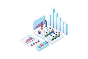 Isometric Expert team for Data Analysis, Business Statistic, Management, Consulting, Marketing. Landing page template concept. Suitable for Diagrams, Infographics, And other asset vector