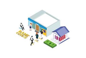 Bank Office Reception Service meeting Client Isometric People work Suitable for Diagrams, Infographics, Book Illustration, Game Asset, And Other Graphic Related Assets in isolated white background vector