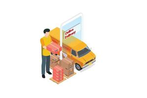 Modern Isometric Smart online store delivery, Suitable for Diagrams, Infographics, Book Illustration, Game Asset, And Other Graphic Related Assets in isolated white background vector