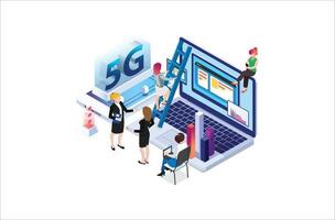 Modern isometric 5g Internet speed technology. online based vector illustration Suitable for Diagrams, Infographics, Game Asset, And Other Graphic Related Assets