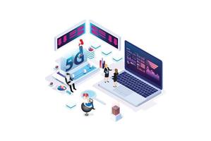 Modern isometric 5g Internet speed technology. online based vector illustration Suitable for Diagrams, Infographics, Game Asset, And Other Graphic Related Assets