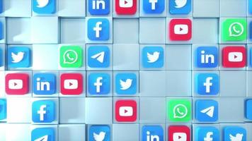 3D Social Media Icons Flowing Loop video